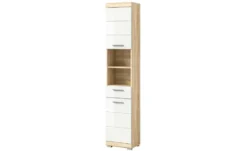 Hochschrank SCHLOONSEE, Breite 37cm, 2 Tür, 1 Schubkasten, 2 offene Fächer, MDF-Front, in verschiedenen Farben erhältlich, Badmöbel, Badschrank, Schrank, Bad Schloonsee