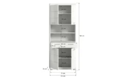 Hochschrank SCHLOONSEE, Breite 74cm, 4 Türen, 1 Schubkasten, 2 offene Fächer, MDF-Front, in verschiedenen Farben erhältlich, Badmöbel, Badschrank, Schrank, Bad Schloonsee