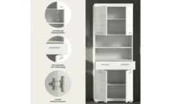 Hochschrank SCHLOONSEE, Breite 74cm, 4 Türen, 1 Schubkasten, 2 offene Fächer, MDF-Front, in verschiedenen Farben erhältlich, Badmöbel, Badschrank, Schrank, Bad Schloonsee
