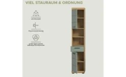 Hochschrank SCHLOONSEE, Breite 37cm, 2 Tür, 1 Schubkasten, 2 offene Fächer, MDF-Front, in verschiedenen Farben erhältlich, Badmöbel, Badschrank, Schrank, Bad Schloonsee