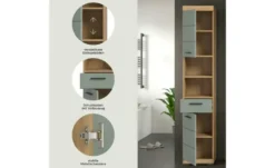 Hochschrank SCHLOONSEE, Breite 37cm, 2 Tür, 1 Schubkasten, 2 offene Fächer, MDF-Front, in verschiedenen Farben erhältlich, Badmöbel, Badschrank, Schrank, Bad Schloonsee
