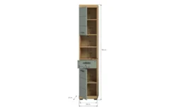 Hochschrank SCHLOONSEE, Breite 37cm, 2 Tür, 1 Schubkasten, 2 offene Fächer, MDF-Front, in verschiedenen Farben erhältlich, Badmöbel, Badschrank, Schrank, Bad Schloonsee