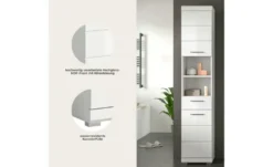 Hochschrank SCHLOONSEE, Breite 37cm, 2 Tür, 1 Schubkasten, 2 offene Fächer, MDF-Front, in verschiedenen Farben erhältlich, Badmöbel, Badschrank, Schrank, Bad Schloonsee
