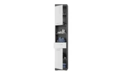 Hochschrank SCHLOONSEE, Breite 37cm, 2 Tür, 1 Schubkasten, 2 offene Fächer, MDF-Front, in verschiedenen Farben erhältlich, Badmöbel, Badschrank, Schrank, Bad Schloonsee