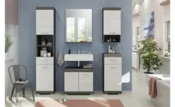 Hochschrank SCHLOONSEE, Breite 37cm, 2 Tür, 1 Schubkasten, 2 offene Fächer, MDF-Front, in verschiedenen Farben erhältlich, Badmöbel, Badschrank, Schrank, Bad Schloonsee