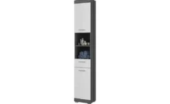 Hochschrank SCHLOONSEE, Breite 37cm, 2 Tür, 1 Schubkasten, 2 offene Fächer, MDF-Front, in verschiedenen Farben erhältlich, Badmöbel, Badschrank, Schrank, Bad Schloonsee