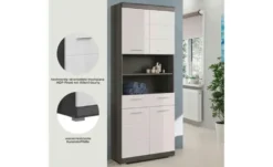 Hochschrank SCHLOONSEE, Breite 74cm, 4 Türen, 1 Schubkasten, 2 offene Fächer, MDF-Front, in verschiedenen Farben erhältlich, Badmöbel, Badschrank, Schrank, Bad Schloonsee