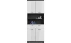 Hochschrank SCHLOONSEE, Breite 74cm, 4 Türen, 1 Schubkasten, 2 offene Fächer, MDF-Front, in verschiedenen Farben erhältlich, Badmöbel, Badschrank, Schrank, Bad Schloonsee