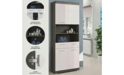 Hochschrank SCHLOONSEE, Breite 74cm, 4 Türen, 1 Schubkasten, 2 offene Fächer, MDF-Front, in verschiedenen Farben erhältlich, Badmöbel, Badschrank, Schrank, Bad Schloonsee
