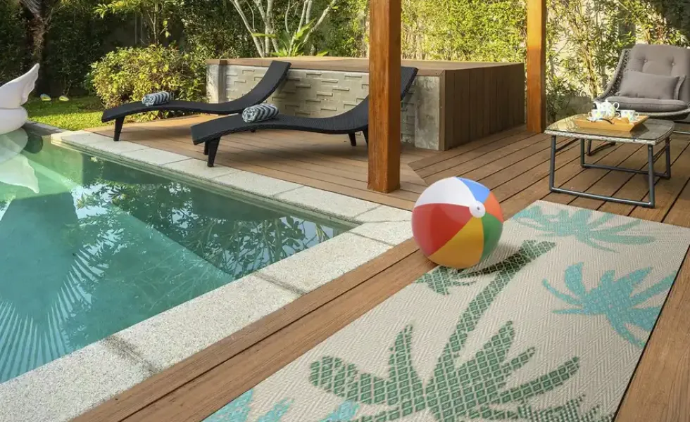 In- und Outdoor Webteppich Pool-Party
