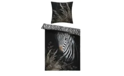 indigo Mako-Satin Wende-Bettwäsche Zebra Love