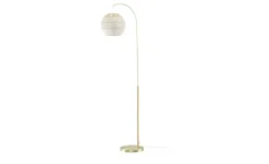 KHG Bogenleuchte, 1-flammig, messing/ Rattan-Schirm