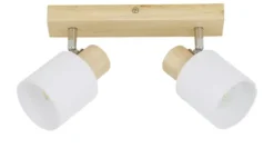 KHG Deckenstrahler, 2-flammig, Holz/ Stoffschirm weiß