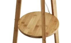 KHG Holz-Stehleuchte, mit Stoffschirm und Ablage