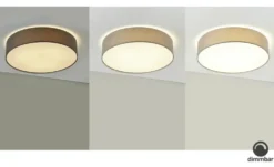 KHG LED-Deckenleuchte, 1-flammig, Stoffschirm grau