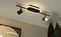 KHG LED-Deckenspot, 2+1-flammig, sandschwarz
