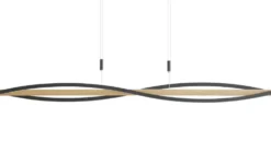 KHG LED-Pendelleuchte, 3-flammig, schwarz/ Eiche