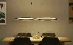 KHG LED-Pendelleuchte, 3-flammig, schwarz/ Eiche