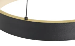 KHG LED-Pendelleuchte, Kunstleder schwarz/goldfarben