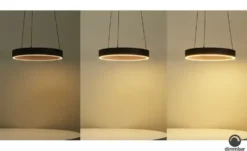KHG LED-Pendelleuchte, Kunstleder schwarz/goldfarben