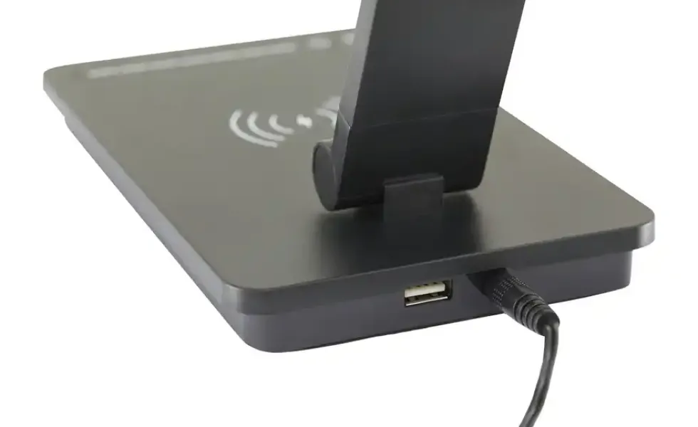 KHG LED-Tischleuchte, schwarz mit Qi-Charger