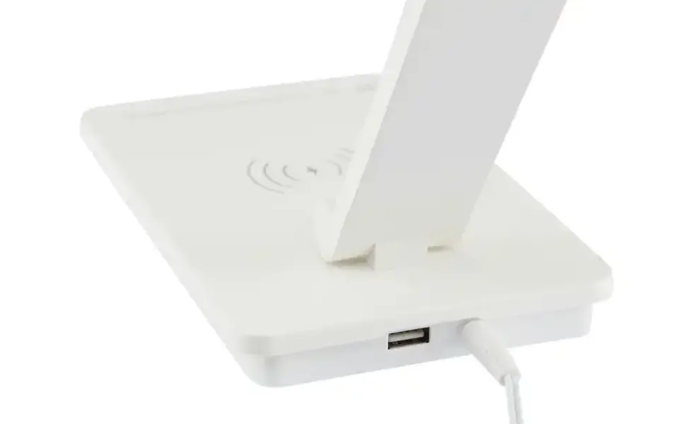 KHG LED-Tischleuchte, weiß mit Qi-Charger