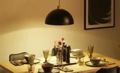 KHG Pendelleuchte, 1-flammig, schwarz/ Holz