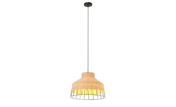 KHG Pendelleuchte, 1-flammig, Rattan / Metall-schwarz