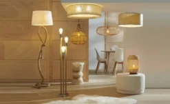 KHG Stehleuchte, 3-flammig, Seiloptik