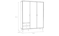 Kleiderschrank 3-türig, Salbeigrün, mit Einlegeböden Hemsby