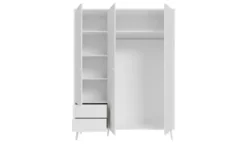 Kleiderschrank 3-türig, Weiß, mit Einlegeböden Hemsby