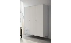 Kleiderschrank 3-türig, Weiß, mit Einlegeböden Hemsby