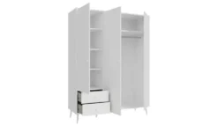 Kleiderschrank 3-türig, Weiß, mit Einlegeböden Hemsby