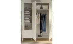 Kleiderschrank 3-türig, Weiß, mit Einlegeböden Hemsby