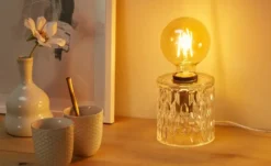 levelone Tischleuchte, 1-flammig, Glas in Kristall-Optik
