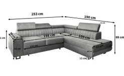 MASSENO Ecksofa mit Schlaffunktion Nola