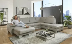 meinSofa Wohnlandschaft mit Sitz- und Rückenbezug aus Echtleder Samu-L