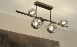 Meisterleuchten Deckenleuchte, 5-flg. schwarzchrom/Rauchglas Hins Black