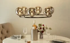 Meisterleuchten LED-Krone 6-flammig, schwarzchrom/Rauchglas Hins Black