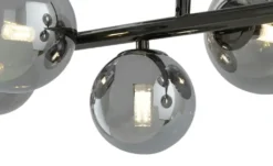 Meisterleuchten Pendelleuchte, 9-flammig, schwarzchrom, Rauchglas Hins Black