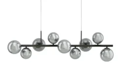 Meisterleuchten Pendelleuchte, 9-flammig, schwarzchrom, Rauchglas Hins Black
