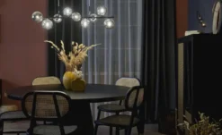 Meisterleuchten Pendelleuchte, 9-flammig, schwarzchrom, Rauchglas Hins Black