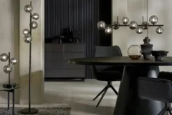 Meisterleuchten Pendelleuchte, 9-flammig, schwarzchrom, Rauchglas Hins Black