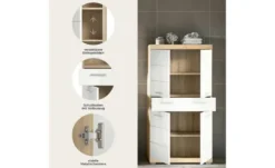 Midischrank SCHLOONSEE, Breite 74cm, 4 Türen, 1 Schubkasten, 4 Fächer, MDF-Front, in verschiedenen Farben erhältlich, Badmöbel, Badschrank, Schrank, Bad Schloonsee