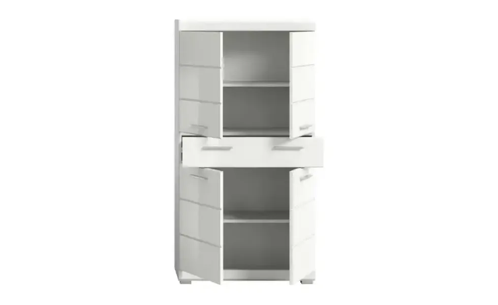 Midischrank SCHLOONSEE, Breite 74cm, 4 Türen, 1 Schubkasten, 4 Fächer, MDF-Front, in verschiedenen Farben erhältlich, Badmöbel, Badschrank, Schrank, Bad Schloonsee