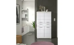 Midischrank SCHLOONSEE, Breite 74cm, 4 Türen, 1 Schubkasten, 4 Fächer, MDF-Front, in verschiedenen Farben erhältlich, Badmöbel, Badschrank, Schrank, Bad Schloonsee