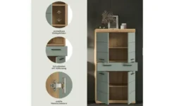 Midischrank SCHLOONSEE, Breite 74cm, 4 Türen, 1 Schubkasten, 4 Fächer, MDF-Front, in verschiedenen Farben erhältlich, Badmöbel, Badschrank, Schrank, Bad Schloonsee