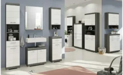Midischrank SCHLOONSEE, Breite 74cm, 4 Türen, 1 Schubkasten, 4 Fächer, MDF-Front, in verschiedenen Farben erhältlich, Badmöbel, Badschrank, Schrank, Bad Schloonsee