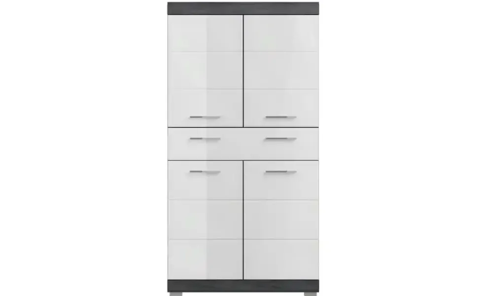 Midischrank SCHLOONSEE, Breite 74cm, 4 Türen, 1 Schubkasten, 4 Fächer, MDF-Front, in verschiedenen Farben erhältlich, Badmöbel, Badschrank, Schrank, Bad Schloonsee
