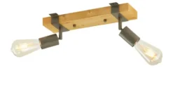 Paul Neuhaus Deckenstrahler, 2-flammig, Kiefernholz/Metall